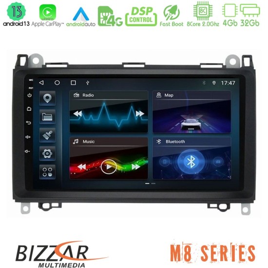 Bizzar M8 Series Mercedes A/B/Vito/Sprinter Class 8core Android13 4+32GB Navigation Multimedia 9"