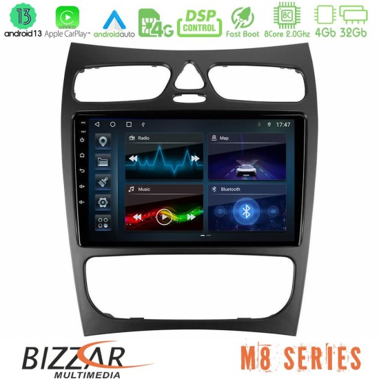 Bizzar M8 Series Mercedes CLK Class W209 2000-2004 8core Android13 4+32GB Navigation Multimedia Tablet 9"