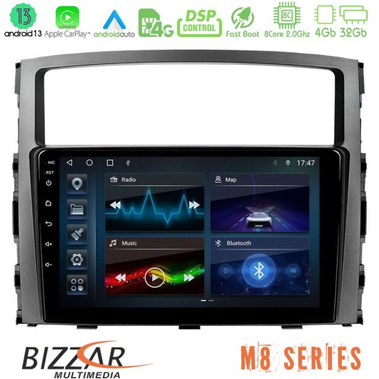 Bizzar M8 Series Mitsubishi Pajero 2008-2009 8core Android13 4+32GB Navigation Multimedia Tablet 9"