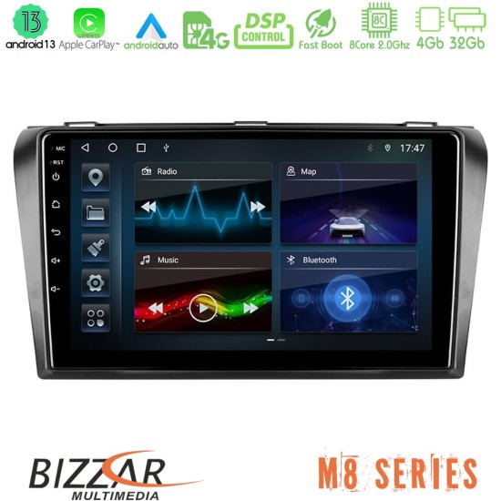 Bizzar M8 Series Mazda 3 2004-2009 8core Android13 4+32GB Navigation Multimedia Tablet 9"