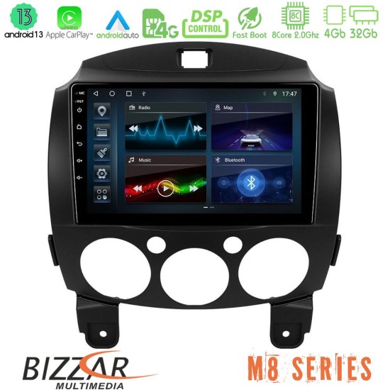 Bizzar M8 Series Mazda 2 2008-2014 8core Android13 4+32GB Navigation Multimedia Tablet 9"