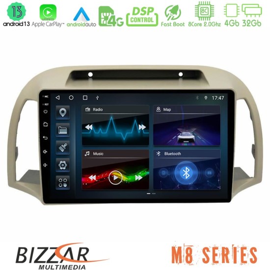 Bizzar M8 Series Nissan Micra K12 2002-2010 8core Android13 4+32GB Navigation Multimedia Tablet 9"