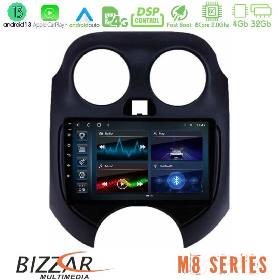 Bizzar M8 Series Nissan Micra 2011-2014 8core Android13 4+32GB Navigation Multimedia Tablet 9"