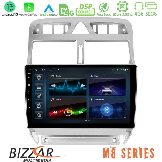 Bizzar M8 Series Peugeot 307 2002-2008 8core Android13 4+32GB Navigation Multimedia Tablet 9"