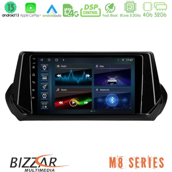 Bizzar M8 Series Peugeot 208 2019-2023 8Core Android13 4+32GB Navigation Multimedia Tablet 9"