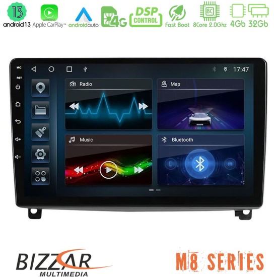 Bizzar M8 Series Peugeot 407 8core Android13 4+32GB Navigation Multimedia Tablet 9"