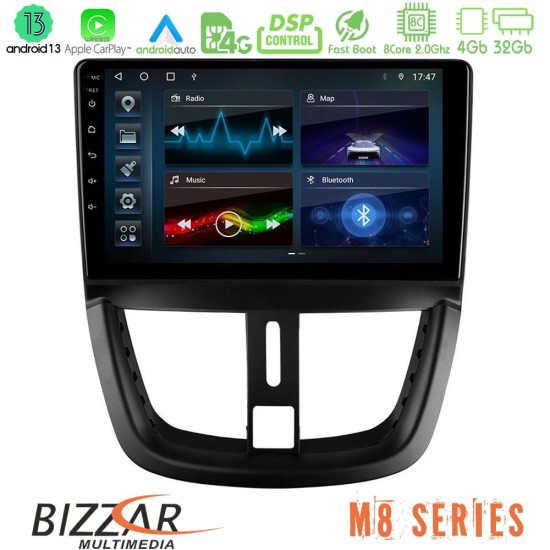 Bizzar M8 Series Peugeot 207 8core Android13 4+32GB Navigation Multimedia Tablet 9"