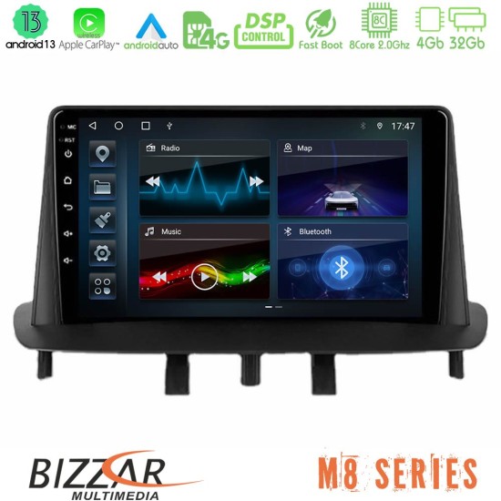 Bizzar M8 Series Renault Megane 3 2009-2013 8Core Android13 4+32GB Navigation Multimedia Tablet 9"