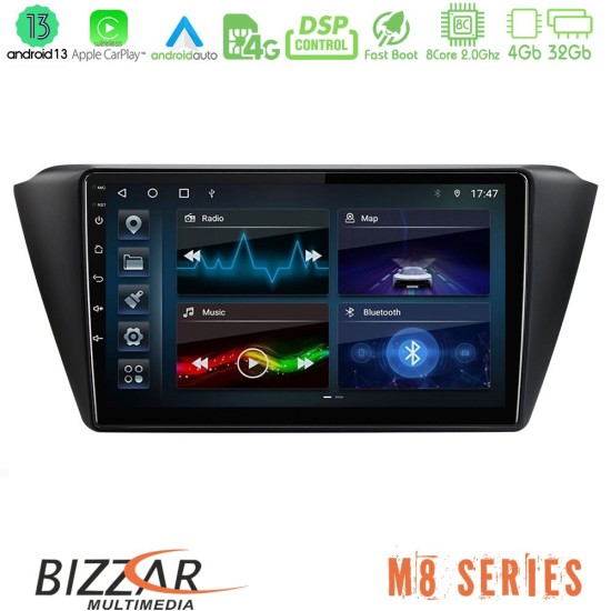 Bizzar M8 Series Skoda Fabia 2015-2021 8core Android13 4+32GB Navigation Multimedia Tablet 9"