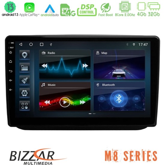 Bizzar M8 Series Skoda Fabia 2007-2014 8core Android13 4+32GB Navigation Multimedia Tablet 10"