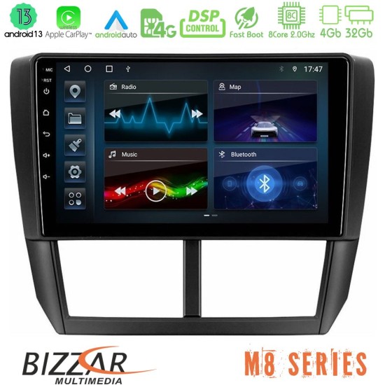 Bizzar M8 Series Subaru Forester 8core Android13 4+32GB Navigation Multimedia Tablet 9"