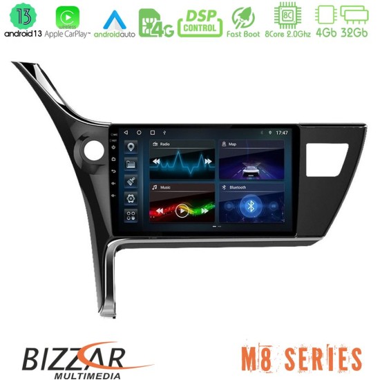 Bizzar M8 Series Toyota Corolla 2017-2018 8core Android13 4+32GB Navigation Multimedia Tablet 10"