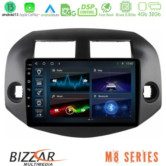 Bizzar M8 Series Toyota Rav4 2006-2012 8core Android13 4+32GB Navigation Multimedia Tablet 10"