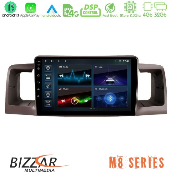 Bizzar M8 Series Toyota Corolla 2002-2006 8Core Android13 4+32GB Navigation Multimedia Tablet 9"