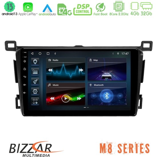 Bizzar M8 Series Toyota RAV4 2013-2018 8core Android13 4+32GB Navigation Multimedia Tablet 9"