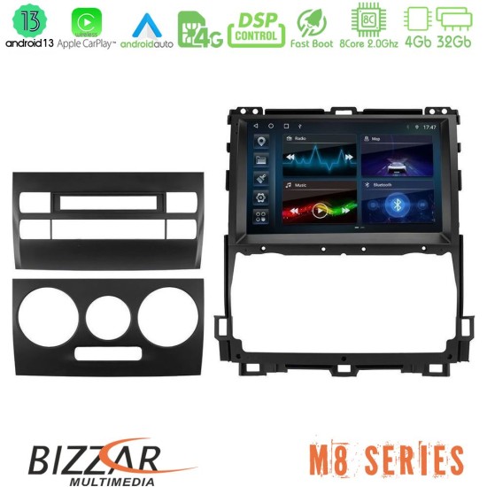 Bizzar M8 Series Toyota Land Cruiser J120 2002-2009 8Core Android13 4+32GB Navigation Multimedia Tablet 9"