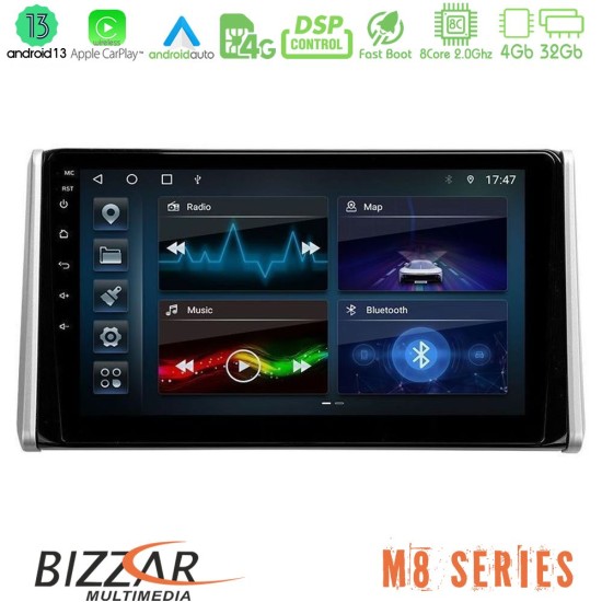 Bizzar M8 Series Toyota RAV4 2019-2023 8Core Android13 4+32GB Navigation Multimedia Tablet 10"