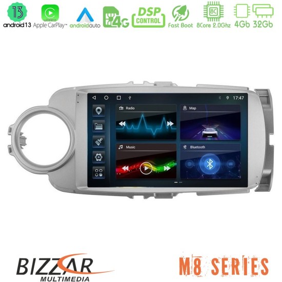 Bizzar M8 Series Toyota Yaris 8core Android13 4+32GB Navigation Multimedia Tablet 9"