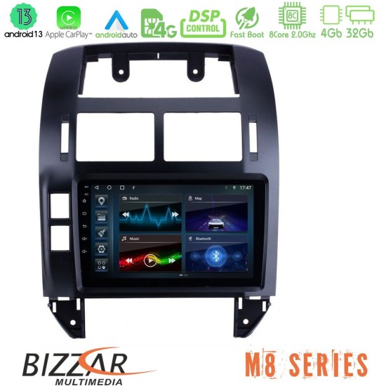 Bizzar M8 Series VW Polo 2002-2009 8core Android13 4+32GB Navigation Multimedia 9"