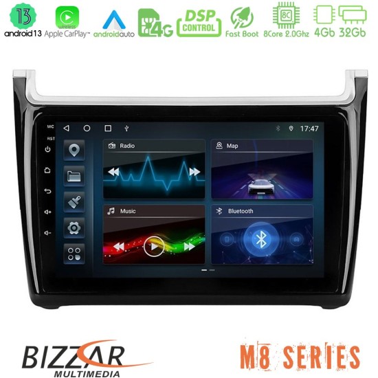 Bizzar M8 Series Vw Polo 8core Android13 4+32GB Navigation Multimedia Tablet 9"