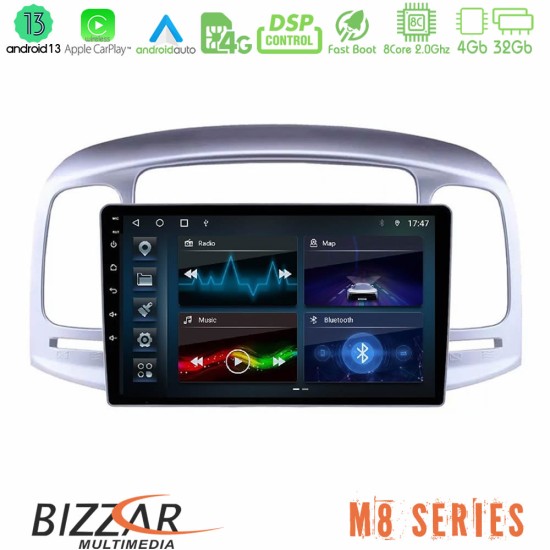 Bizzar M8 Series Hyundai Accent 2006-2011 8core Android13 4+32GB Navigation Multimedia Tablet 9"