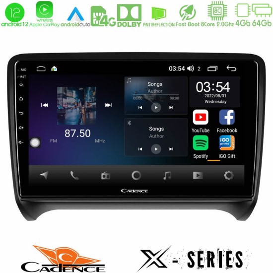 Cadence X Series Audi TT B7 8core Android12 4+64GB Navigation Multimedia Tablet 9"