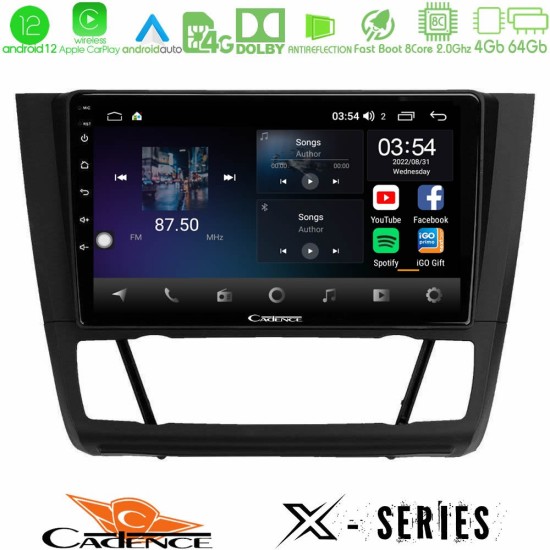 Cadence X Series BMW 1Series E81/E82/E87/E88 (AUTO A/C) 8core Android12 4+64GB Navigation Multimedia Tablet 9"