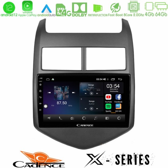 Cadence X Series Chevrolet Aveo 2011-2017 8core Android12 4+64GB Navigation Multimedia Tablet 9"