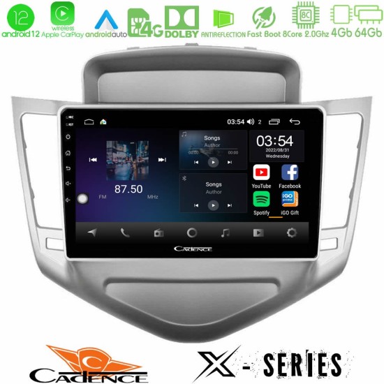 Cadence X Series Chevrolet Cruze 2009-2012 8core Android12 4+64GB Navigation Multimedia Tablet 9"