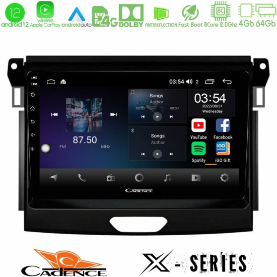 Cadence X Series Ford Ranger 2017-2022 8core Android12 4+64GB Navigation Multimedia Tablet 9"