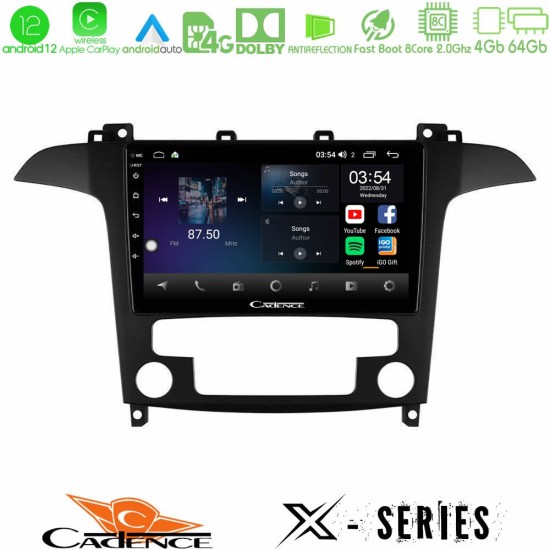 Cadence X Series Ford S-Max 2006-2012 8core Android12 4+64GB Navigation Multimedia Tablet 9"