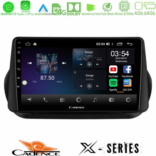 Cadence X Series Fiat Fiorino/Citroen Nemo/Peugeot Bipper 8core Android12 4+64GB Navigation Multimedia Tablet 9"