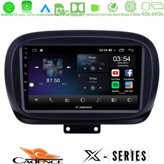 Cadence X Series Fiat 500X 8core Android12 4+64GB Navigation Multimedia Tablet 9"