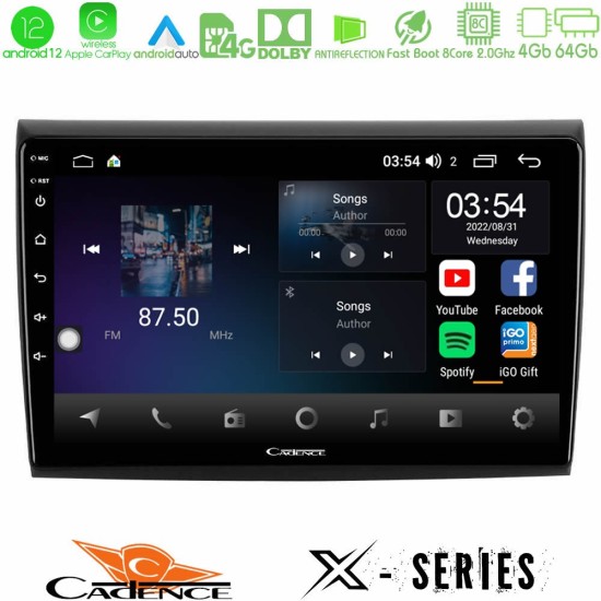 Cadence X Series Fiat Bravo 8core Android12 4+64GB Navigation Multimedia Tablet 9"