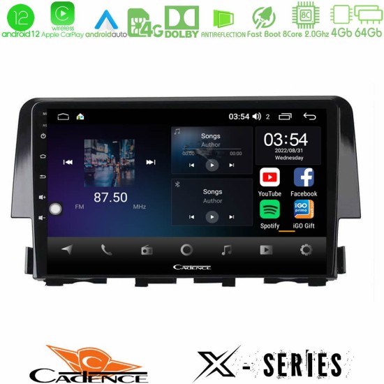 Cadence X Series Honda Civic 2016-2020 8core Android12 4+64GB Navigation Multimedia 9"