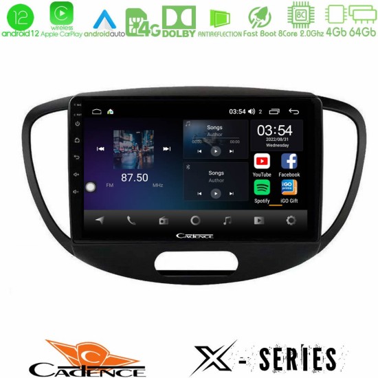 Cadence X Series Hyundai i10 2008-2014 8core Android12 4+64GB Navigation Multimedia Tablet 9"