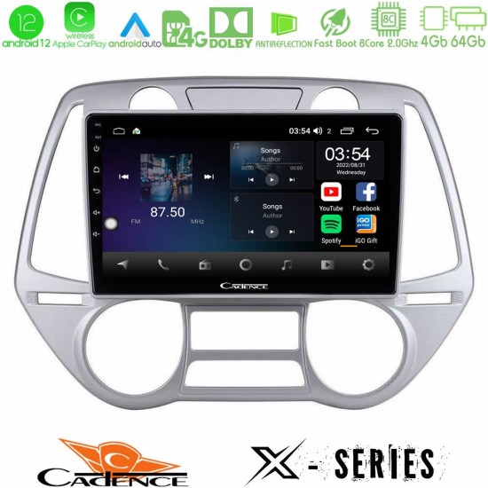 Cadence X Series Hyundai i20 2009-2012 Auto A/C 8core Android12 4+64GB Navigation Multimedia Tablet 9"