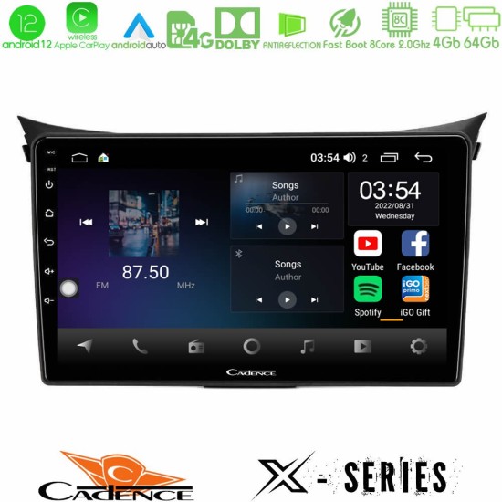 Cadence X Series Hyundai i30 2012-2017 8Core Android12 4+64GB Navigation Multimedia Tablet 9"