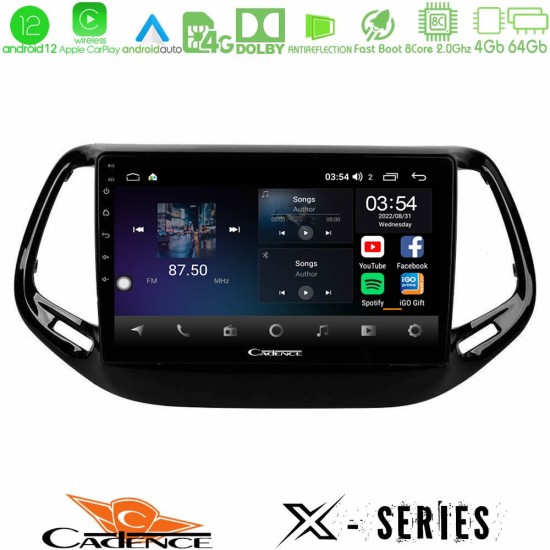 Cadence X Series Jeep Compass 2017> 8core Android12 4+64GB Navigation Multimedia Tablet 10"