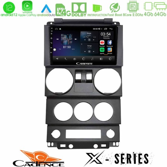 Cadence X Series Jeep Wrangler 2Door 2008-2010 8core Android12 4+64GB Navigation Multimedia Tablet 9"