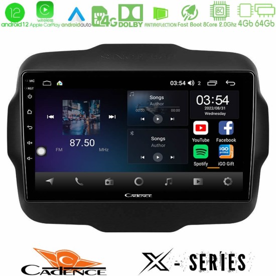 Cadence X Series Jeep Renegade 2015-2019 8core Android12 4+64GB Navigation Multimedia Tablet 9"