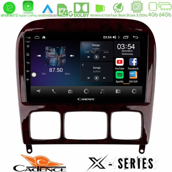 Cadence X Series Mercedes S Class 1999-2004 (W220) 8core Android12 4+64GB Navigation Multimedia Tablet 9"