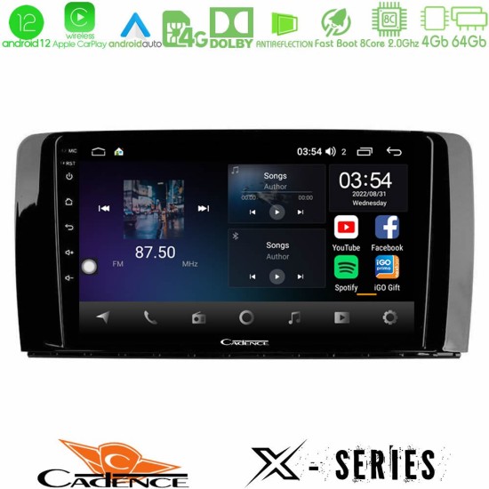 Cadence X Series Mercedes R Class 8core Android12 4+64GB Navigation Multimedia Tablet 9"