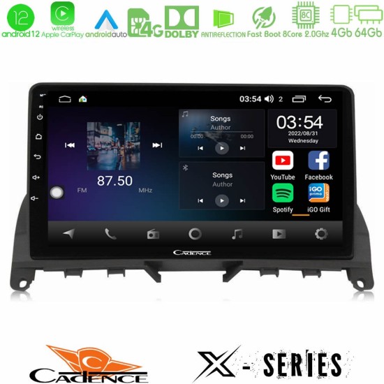 Cadence X Series Mercedes C Class W204 8core Android12 4+64GB Navigation Multimedia 9"