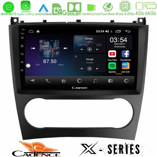 Cadence X Series Mercedes W203 Facelift 8core Android12 4+64GB Navigation Multimedia Tablet 9"