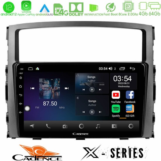 Cadence X Series Mitsubishi Pajero 2008-2009 8core Android12 4+64GB Navigation Multimedia Tablet 9"