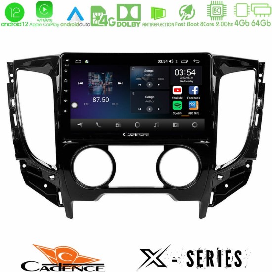 Cadence X Series Mitsubishi L200 2016-> & Fiat Fullback (Manual A/C) 8core Android12 4+64GB Navigation Multimedia Tablet 9"