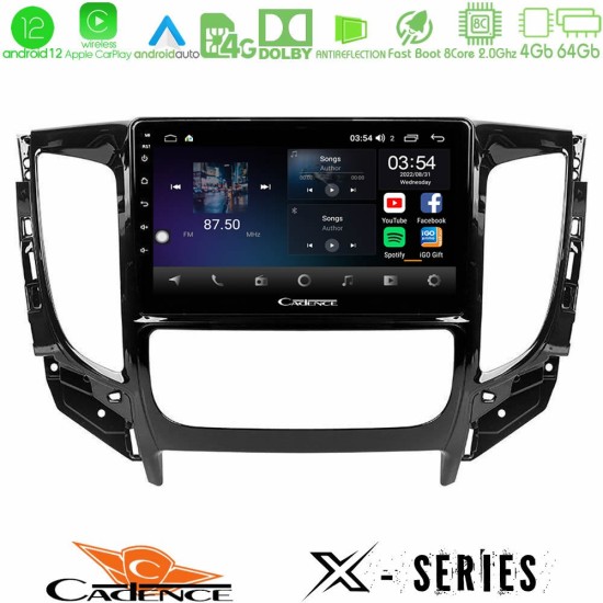 Cadence X Series Mitsubishi L200 2016-> & Fiat Fullback (Auto A/C) 8core Android12 4+64GB Navigation Multimedia Tablet 9"