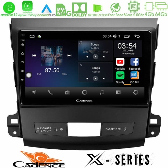 Cadence X Series Mitsubishi Outlander/Citroen C-Crosser/Peugeot 4007 8core Android12 4+64GB Navigation Multimedia Tablet 9"