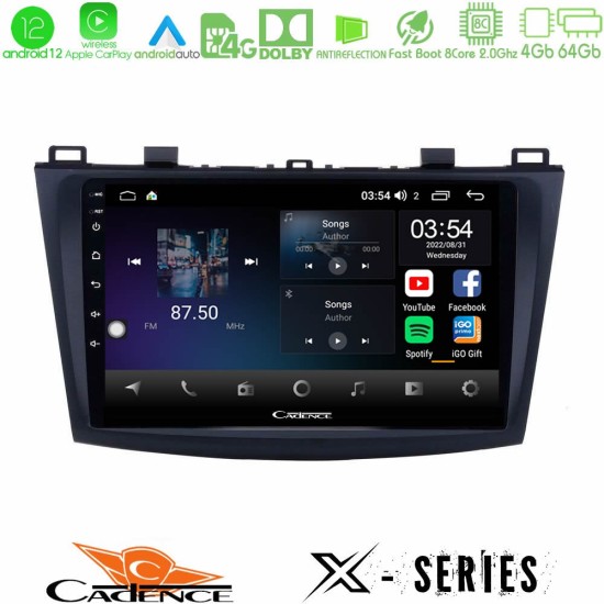 Cadence X Series Mazda 3 2009-2014 8core Android12 4+64GB Navigation Multimedia Tablet 9"